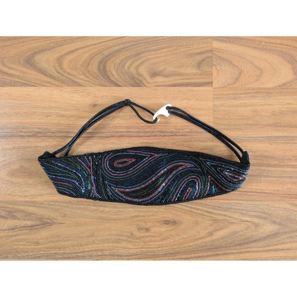 Vintage 1980's 90s Beaded Beads Stretch Belt Boho Beach Mermaid